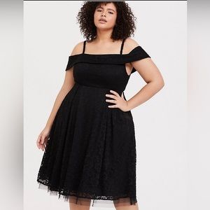 Torrid Mini Lace Off-Shoulder Skater Dress